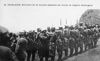 Paul Painlevé reviewing French Foreign Legion troops, Morocco, c1926 by Unbekannt