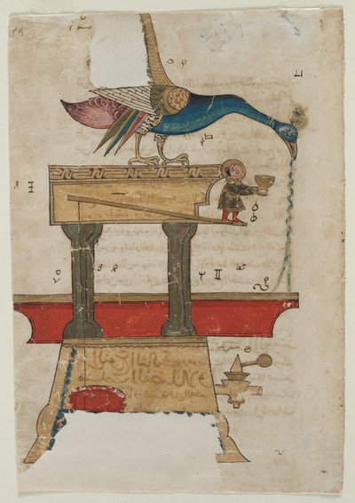 Peacock-shaped Hand Washing Device: Illustration from The Book of Knowledge by Unbekannt