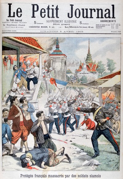 People under French protection massacred by Siamese soldiers, Siam by Unbekannt