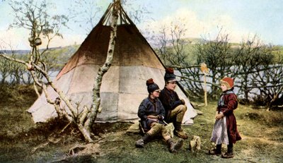 People with a Traditional Tent, Lapland, Sweden, c1923 by Unbekannt