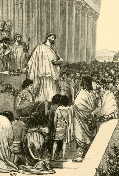 Pericles Delivering the Funeral Oration Over the Athenians, 1890 by Unbekannt