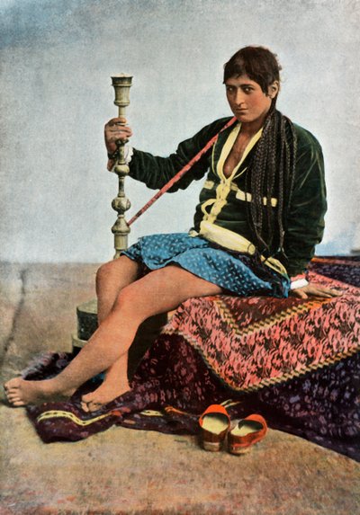 Persian woman smoking in Kalgan by Unbekannt