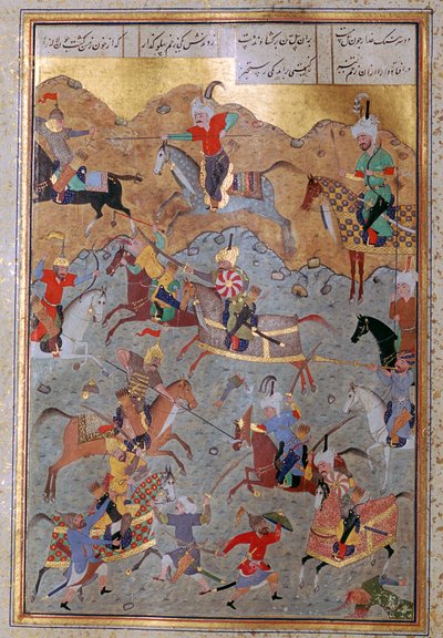 Persian miniature of battle between Alexander the Great and Darius by Unbekannt