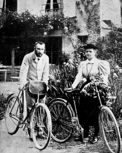 Pierre and Marie Curie, French Physicists, Preparing to Go Cycling by Unbekannt