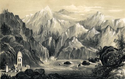 Pilgrims at the source of the Ganges, India, 1847 by Unbekannt