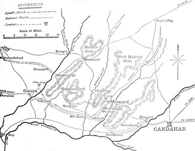 Plan of General Burrows March to the Helmund, July 4-29, 1880 by Unbekannt