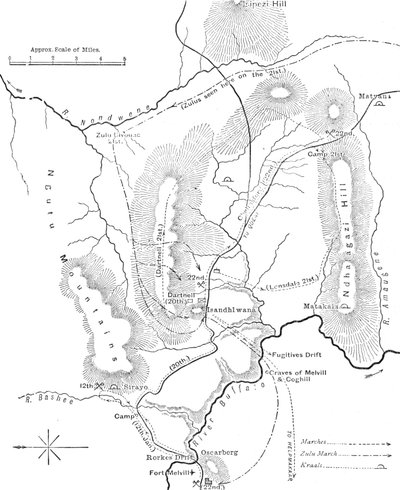 Plan of the Marches near Isandhlwana between Jan. 12th and 22nd, 1879, c1880 by Unbekannt
