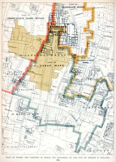 Plan of the Wards and Parishes in Which the Guildhall of the City of London is Situated by Unbekannt
