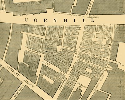 Plan Showing the Extent of the Great Fire in Cornhill in 1748 by Unbekannt