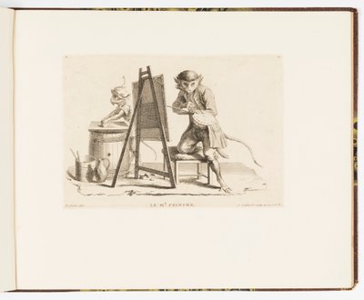 The Master Painter, Monkey Antics or Different Actions of Human Life Represented by Monkeys (Plate 11) by Unbekannt