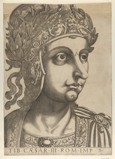 Tiberius turned to the right, from 