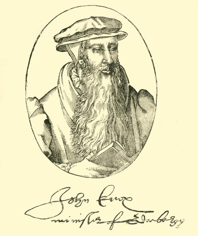 Portrait and Autograph of John Knox by Unbekannt
