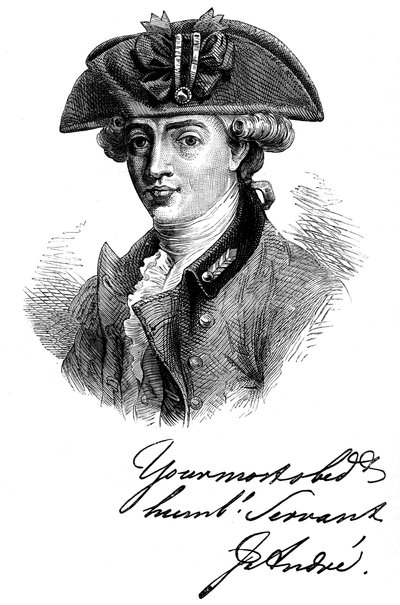 Portrait and autograph of Major John Andre, British soldier and spy by Unbekannt