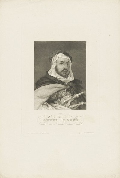 Portrait of Abdelkader ibn Muhieddine by Unbekannt