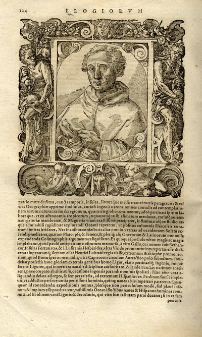 Portrait of Christopher Columbus. From Elogia virorum bellica virtute illustrium by Paolo Giovio by Unbekannt
