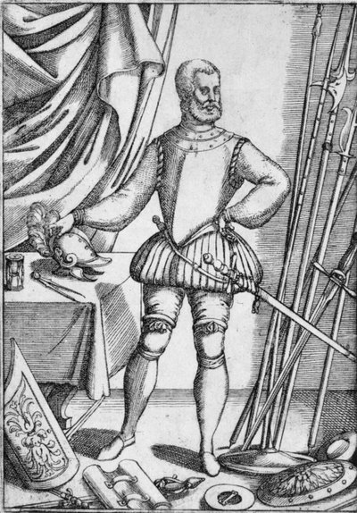 Portrait of Giacomo Di Grassi, Showing Weapons the Use of Which He Taught His Pupils by Unbekannt