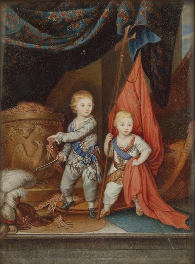 Portrait of Grand Dukes Alexander Pavlovich and Constantine Pavlovich as Children by Unbekannt