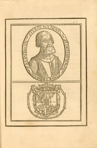 Portrait of Hernán Cortés with his coat of arms by Unbekannt