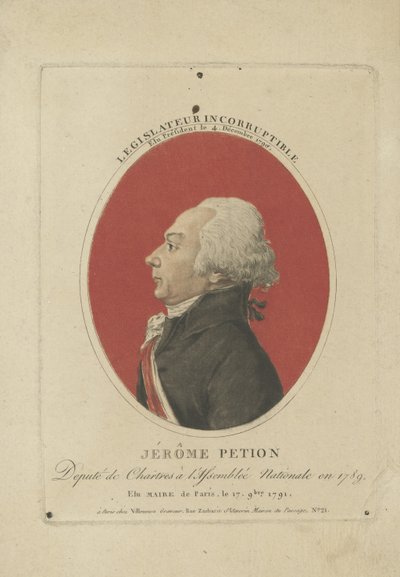 Portrait of Jérôme Pétion de Villeneuve by Unbekannt