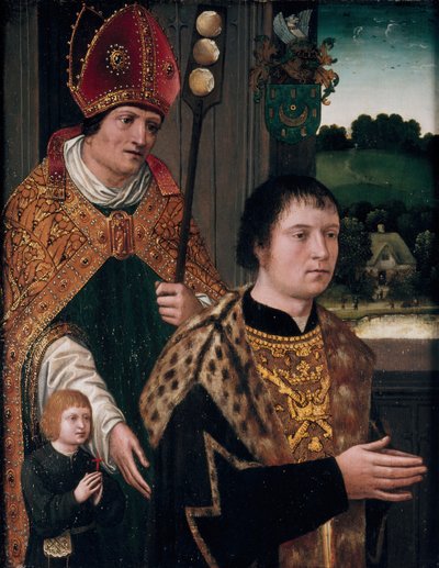 Portrait of Nicholas Gaze and His Son and St Nicholas by Unbekannt