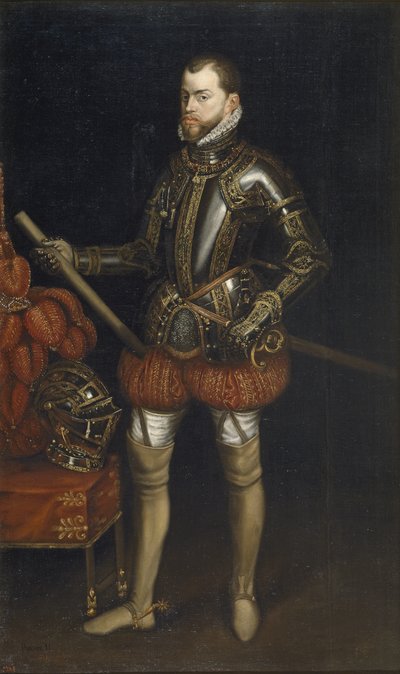 Portrait of Philip II 1527-1598 in armour from the battle of Saint Quentin, Early 17th century by Unbekannt