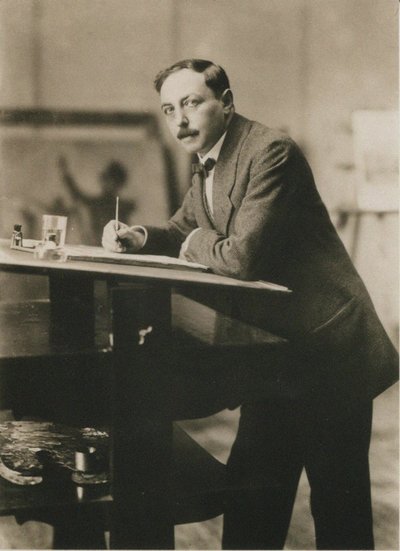 Portrait of Thomas Theodor Heine in his studio by Unbekannt