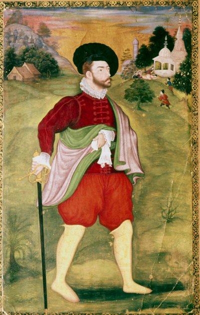 Portrait of a European, Mughal School, Akbar Period, late 16th Century by Unbekannt