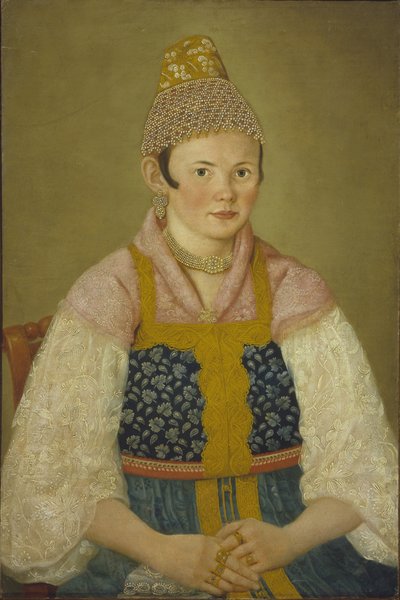 Portrait of a Merchant Woman in Kokoshnik Kabluchok by Unbekannt