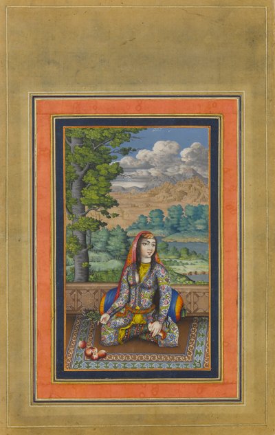 Portrait of a Persian Lady, Folio from the Davis Album, ca. 1736-37 by Unbekannt