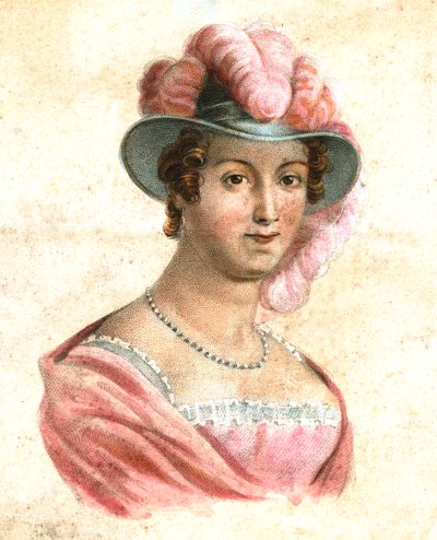 Portrait of a woman in a feathered hat, c1750-1850 by Unbekannt