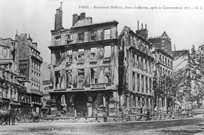 Postcard showing damage to Deffieux Restaurant, Porte St.-Martin, after the 1871 Paris Commune by Unbekannt