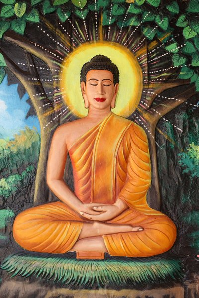 Life of Buddha: Meditation on a Lotus Flower in Preah Prom Rath Monastery, Siem Reap, Cambodia by Unbekannt