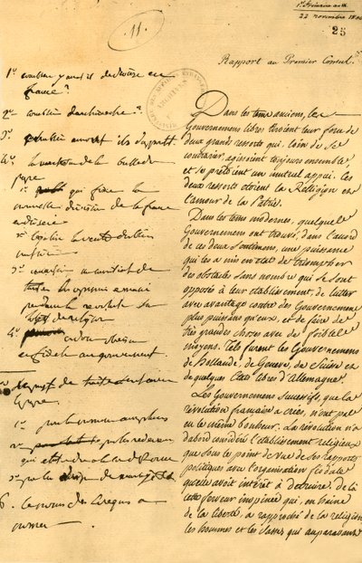 Preparatory Notes for the Concordat, 22 November 1800 by Unbekannt