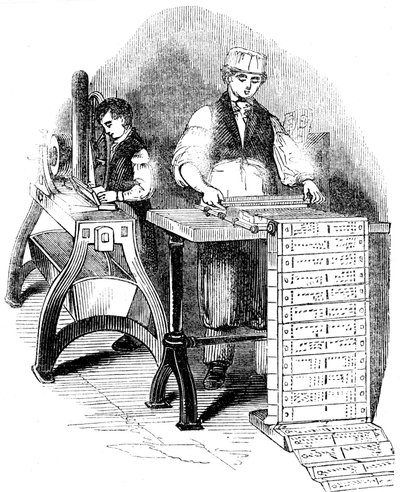 Preparing punched cards for a Jacquard loom, 1844 by Unbekannt