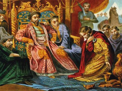 Prince Alexander Nevsky Begging Batu Khan for Mercy for Russia by Unbekannt