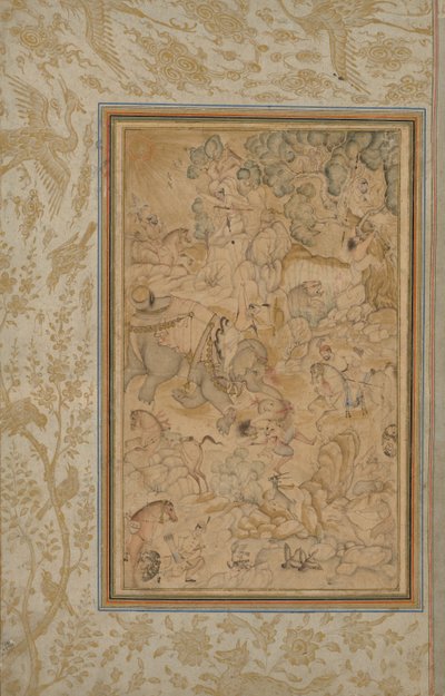 Princes Hunting in a Rocky Landscape, c. 1580-85, Borders Added c. 1700s by Unbekannt