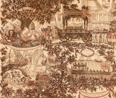 Printed Linen Panel Depicting the Funeral Procession of Lord Viscount Nelson by Unbekannt