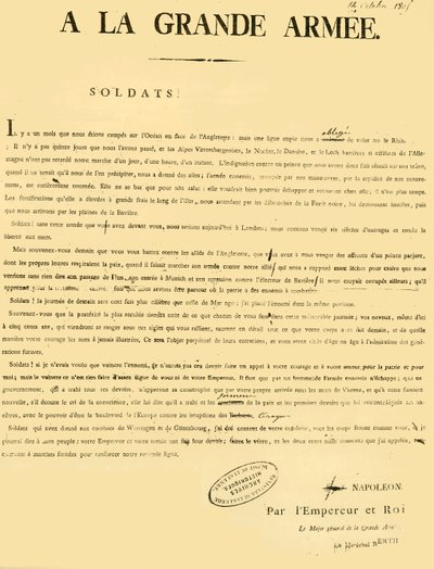 Proclamation to the Army, 13 October 1805 by Unbekannt