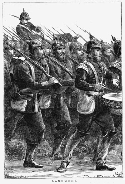 Prussian Soldiers on the March, Franco-Prussian War by Unbekannt
