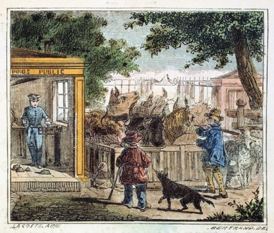 Public Weighbridge Used to Weigh Cattle in a Market, 1867 by Unbekannt