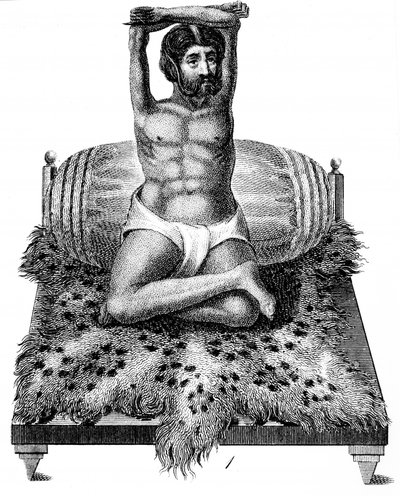 Purana Puri, Hindu Philosopher, elevating his arms above his head by Unbekannt