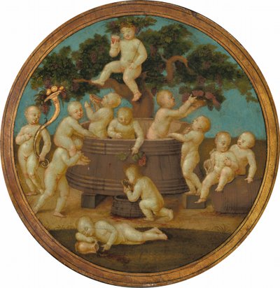 Putti with a Wine Press by Unbekannt