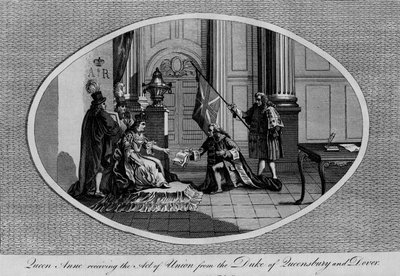 Queen Anne receiving the Act of Union from the Duke of Queensberry by Unbekannt