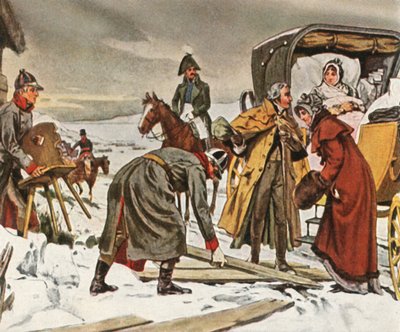 Queen Louise on the flight to Memel, 5 January 1807 by Unbekannt