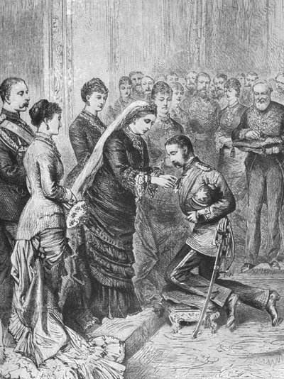 Queen Victoria decorating officers engaged in Afghan and Zulu wars by Unbekannt
