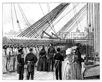 Queen Victoria inspecting HMS Galatea, Osborne Bay by Unbekannt