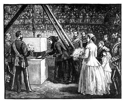 Queen Victoria laying the foundation stone of the Royal Albert Hall, London, 1860s by Unbekannt