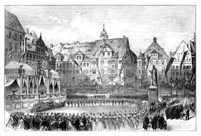 Queen Victoria unveiling a statue of Prince Albert, Coburg, Germany by Unbekannt
