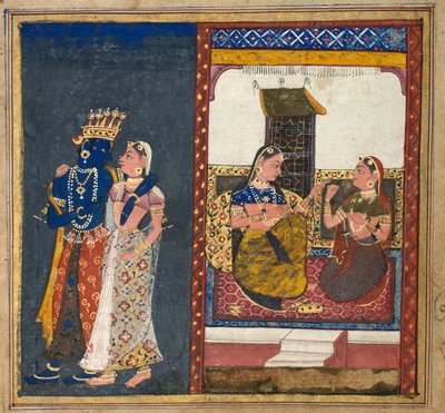 Radha and Krishna Embracing, Leaf from a Gita Govinda by Unbekannt