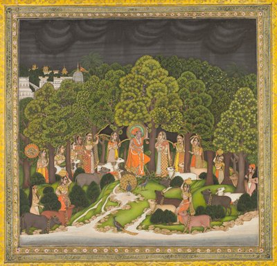 Radha and Krishna Meet in the Forest During a Storm, c. 1770 by Unbekannt
